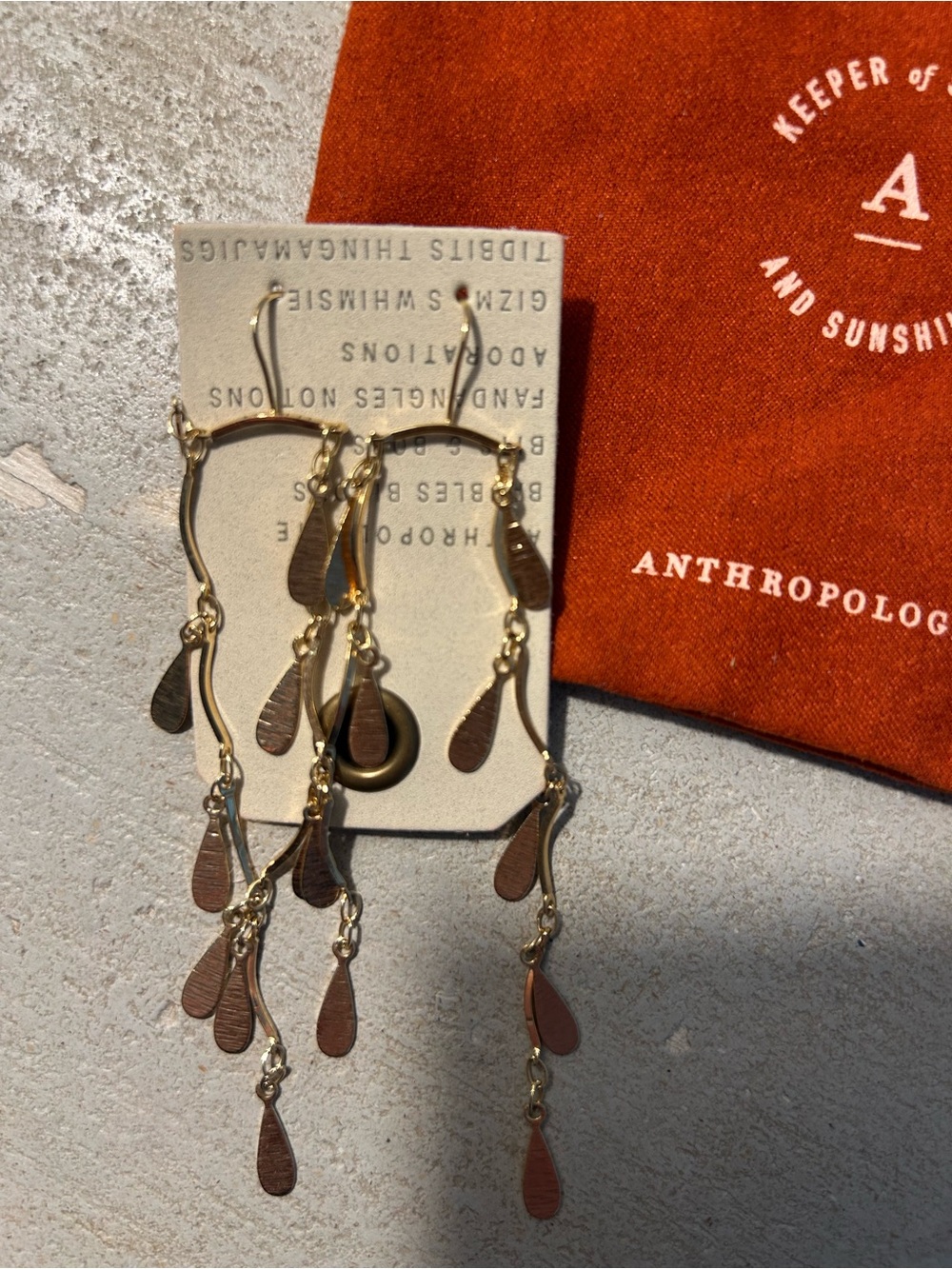 NWT Anthropologie Keeper Of Secret Sunshine Earrings and Bag